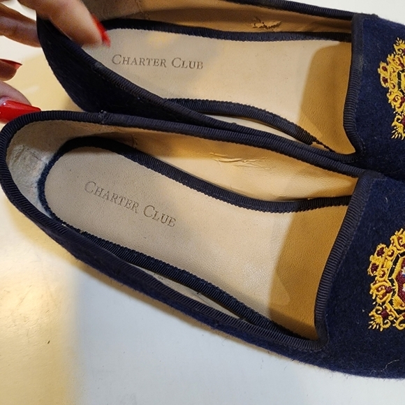 Charter Club navy Femmiie Slip On Smoking Loafers Women's Size 6M - Picture 12 of 13